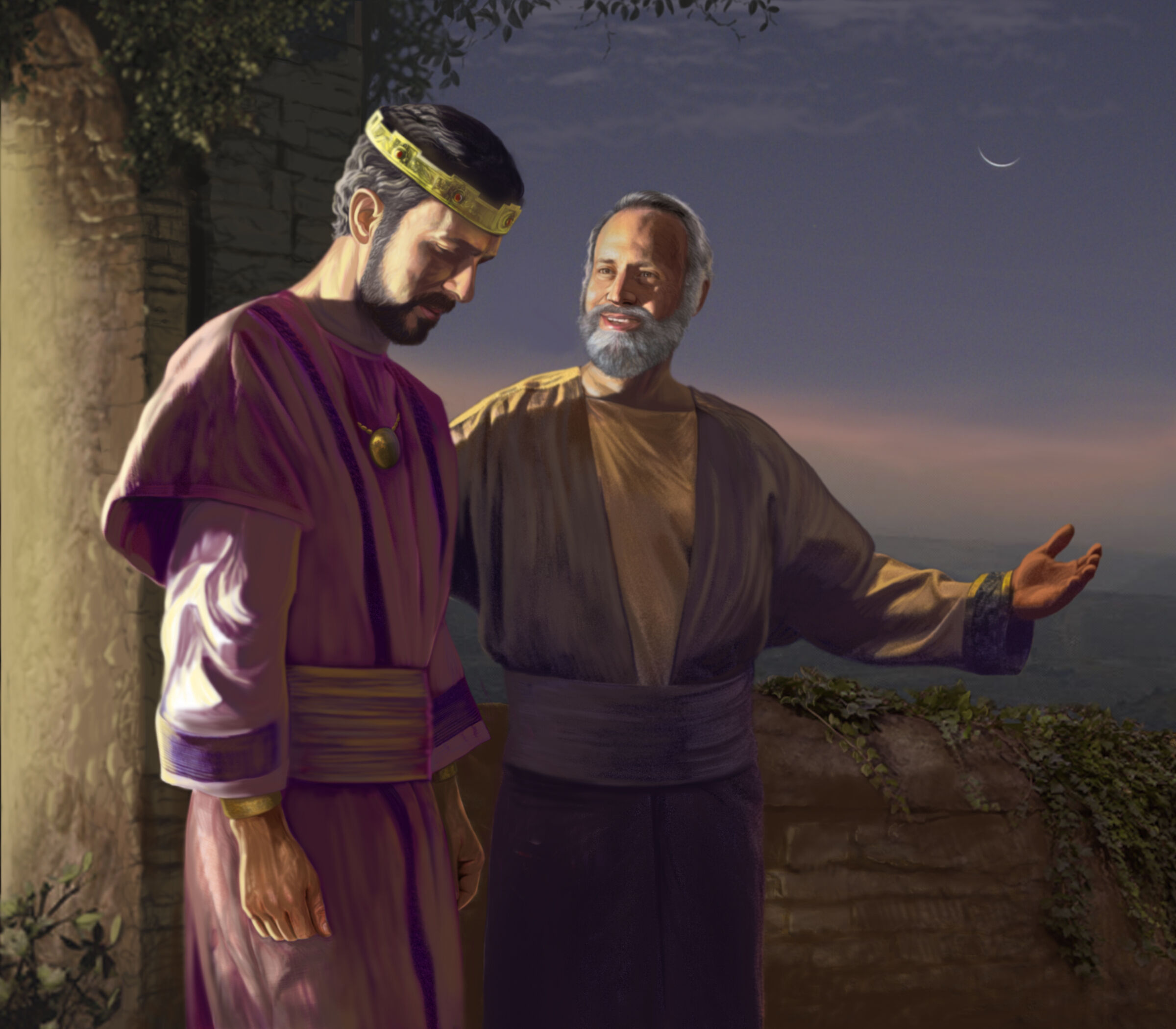 The Prophet Isaiah encourages King Hezekiah. 